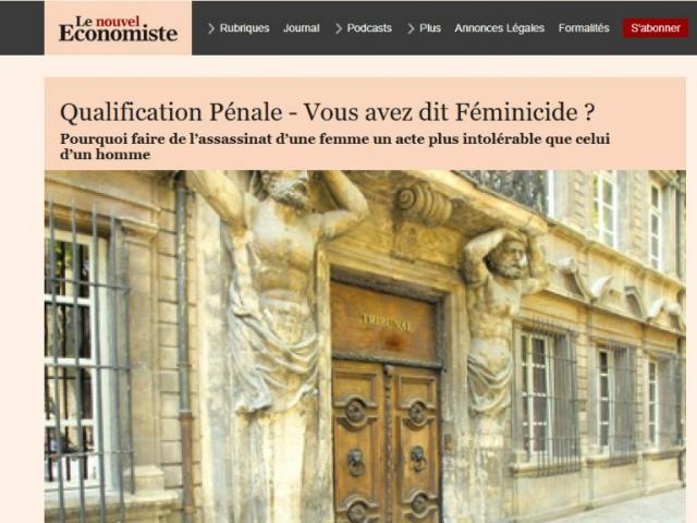 « Qualification pénale: vous avez-dit Féminicide? »